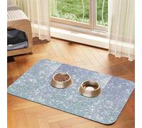 Bling Silver Printed Glitter,Waterproof Pet Feeding Mat,Cat Dog Placemats for Food and Water, PU Leather Food Mats,40x60cm