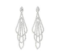 Bling Silver Rhinestone Chandelier Earrings Prom Wedding Jewelry | Silver Crystal Dangle Earrings for Women,Sparkling Rhinestone Long Earrings,Bridal Bridesmaid Accessories