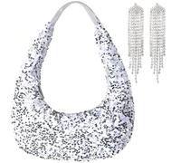 Bling Silver Sequin Purse Evening Bags for Women Ladies Sparkling Party Prom Cute Hobo Clutch Handbag Bag
