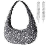 Bling Silver Sequin Purse Evening Bags for Women Ladies Sparkling Party Prom Cute Hobo Clutch Handbag Bag