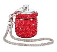 Bling Small Pill Box Keychain Cute Mini Pill Pockets Container Storage Organizer Keychain Adapt Pendant for Travel and Outdoor for Women or Men (Red)