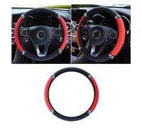 Bling Soft Leather Steering Wheel Cover, 15 Inch Colorful Rhinestones Auto Elastic Protector with Crystal Diamond for Women Girls, Car Accessories for Most Cars, SUVs (Red)