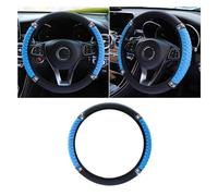 Bling Soft Leather Steering Wheel Cover, 15 Inch Colorful Rhinestones Auto Elastic Protector with Crystal Diamond for Women Girls, Car Accessories for Most Cars, SUVs (Blue)