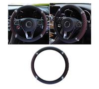 Bling Soft Leather Steering Wheel Cover, 15 Inch Colorful Rhinestones Auto Elastic Protector with Crystal Diamond for Women Girls, Car Accessories for Most Cars, SUVs (Black Red)
