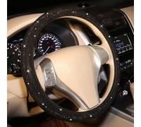 Bling Steering Wheel Cover Black for Women Car, 15 Inch Universal with Black Crystal Rhinestone Diamond Cool Bling Accessories Anti-Slip Wheel Protector