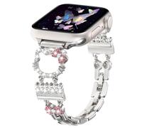 Bling Strap Compatible with Apple Watch Straps for Women 46mm 40mm 41mm 38mm 44mm 45mm 42mm 49mm Cute Cartoon Jewellery for iWatch Ultra 2 Series 10/9/8/7/6/5/4/3/2/2/2/1/SE, Silver Cat, 41/40/38