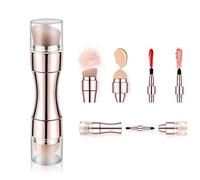 Bling Toman 4 in 1 Makeup Brush, Eyeshadow Eye Lip Face Concealing Blush Foundation Brush All in One Retractable Travel Size Makeup Brush Set (rose gold brush)