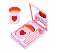 Bling Toman Travel Make Up Brushes Sets Mini Eye Shadow Kits Small Size Foundation Brush Case With Mirror 4 in 1 Soft Brushes Basic Cosmetic Brush Tools (Love Heart)