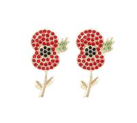 Bling Unique Flower Earrings for Women CZ Red Floral Cute Chic Funky Boho Statement Fashion Jewelry