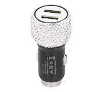 Bling USB Car Charger, 5V Fast Charging Rhinestone Decoration Car Interior Accessory Sparkling Stylish USB Charging Car Adapter for All Cars for Mobile Phone(white)