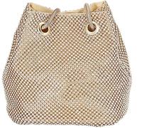 Bling Wedding Shoulder Crossbody Banquet Rhinestone Evening for Women Crystal Bucket Purse Handbag(Gold)