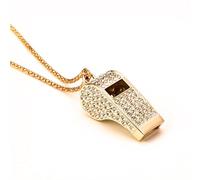 Bling Whistle, Metal Crystal Rhinestone Whistle, Shining Whistle with Chain for Decoration, Stylish Whistle for Coaches, Referees,Teacher, Sports, Lifeguards (Gold)