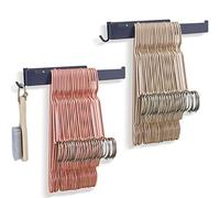 BlingBelle Hanger Organizer Stacker,Hanger Holder Rack with Hook for Closet, Drilling Installation, Double Layer of Painted Metal (Black, 2)