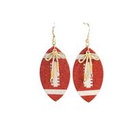 Blingbling Multi-layer Football Sports Dangle Earring for Women Game Day Colorful Football Baseball Bowknot Leaf Shape Earrings Holiday Sports Teams Fans Cheer Accessories Jewelry, Zinc, No Gemstone