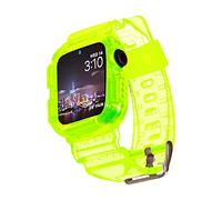 Blingbrione Clear Band Compatible Apple Watch Women 38mm 40mm 41mm 42mm 44mm 45mm 46mm Men,Transparent Jelly Soprt Strap with Cover Case Protector for iWatch Series 10 9 8 7 6 5 4 3 2 1 SE Fluorescent