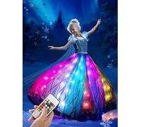 BLINGCOS Princess Costumes for Girls with RGB LED Lights, Princess Dress Music Sync & App Control, Girls Dress Up for Halloween, Christmas, World Book Day, 130