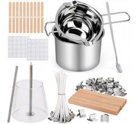Blingfun Double Boiler Pot Set, Stainless Steel Melting Pot with Candle Wicks, Stickers,Wick Holders,Wick Placing Tube for Soap, Wax, Candle Making
