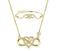 BlingGem Jewellery Sets for Women in 925 Sterling Silver Infinity Rose Flower Necklace and Bracelet Sets Gift for Girlfriend