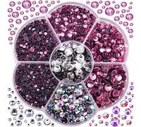 Blinginbox 3000pcs Hotfix Rhinestones, Pink Hotfix Crystal Rhinestones Mixed Sizes SS6-SS30 Gems for Clothes and Craft DIY Decorations(Lt.Pink)