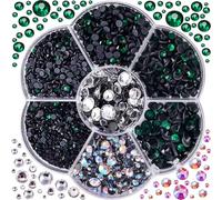 BLINGINBOX 3000pcs Hotfix Rhinestones, Red Hotfix Crystal Rhinestones Mixed Sizes SS6-SS30 Gems for Clothes and Craft DIY Decorations(Emerald)