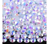 Blinginbox 500pcs 6mm AB Resin Flatback Rhinestone for Crafting,Flatback Round Jelly Rhinestones Bedazzling Non Hotfix Crystal Gems for Nails Face Makeup Tumblers Mugs DIY Crafts.（White AB）