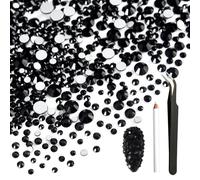 Blinginbox 5500pcs Mix Flatback Rhinestones for Craft Mixed Size 0.05-0.16inches Flat Back Rhinestones for Crafting Bedazzled kit 1.3-4mm Black (2#Jet Black, 5500pcs(1.3-4mm))
