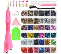 Blinginbox bedazzler kit with rhinestones hotfix applicator tool gems for clothes fabric crafts shoes hats decoration with multi colorful gems rainbow flat back crystal picker tweezers DIY enthusiasts