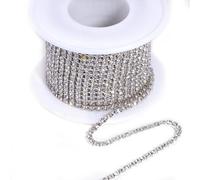 Blinginbox Crystal 3mm/0.11in 10 Yards Claw Rhinestone Chain Diamante Gems Straps for Dresses Fringe Trim Decorations DIY Nail Clothes Shoes Lace Dresses Phone Crystal Sewing Rhinestone Strips