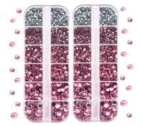 BLINGINBOX DMC Hotfix Rhinestone 2 Box Total 5200 Pieces Mixed Size Round Crystals Glass Gems for Costume Jewelry Making(Lt.Pink)