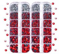 BLINGINBOX DMC Hotfix Rhinestone 2 Box Total 5200 Pieces Mixed Size Round Crystals Glass Gems for Costume Jewelry Making(Lt.siam)