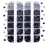 Blinginbox DMC Hotfix Rhinestone 2 Box Total 5200 Pieces Mixed Size Round Crystals Glass Gems for Costume Jewelry Making (Jet)