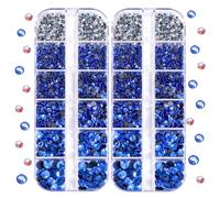 BLINGINBOX DMC Hotfix Rhinestone 2 Box Total 5200 Pieces Mixed Size Round Crystals Glass Gems for Costume Jewelry Making (Lt.Sapphire)