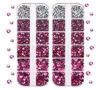 Blinginbox DMC Hotfix Rhinestone 2 Box Total 5200 Pieces Mixed Size Round Crystals Glass Gems for Costume Jewelry Making(Rose)