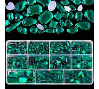 Blinginbox Emerald Sewing Gems Acrylic Crystal Stones Mixed Shapes Sew On Rhinestones with 2 Holes for Clothes Shoes Bag Dress Decorations