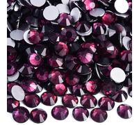 Blinginbox Flat Back Crystal Rhinestones Round Gems for Nail Art and Craft Glue Fix,Dk.Amethyst (6.4-6.6mm) SS30/288pcs
