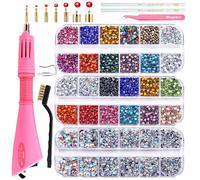 Blinginbox Hotfix Rhinestone Setter, Hot Fix Applicator Tool Bedazzler Kit with Rhinestones, Kit, Hot Fixed Wand for Clothes Clothing Fabric Crafts, 6000 Pcs, AB Crystal, Clear,7 Tips Sizes