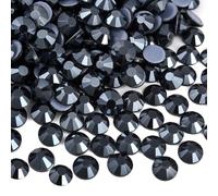 Blinginbox Hotfix Rhinestones, 1440 Pcs Crystal Hotfix Rhinestone Glass Rhinestones Round Crystal Gems Glass Stones for Clothes Shoes DIY Crafts Supplies(Jet hematite-SS10)