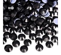 Blinginbox Hotfix Rhinestones, 1440 Pcs Crystal Hotfix Rhinestone Glass Rhinestones Round Crystal Gems Glass Stones for Clothes Shoes DIY Crafts Supplies(Jet-SS10)
