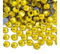 Blinginbox Hotfix Rhinestones, 288 Pcs Crystal Hotfix Rhinestone Glass Rhinestones Round Crystal Gems Glass Stones for Clothes Shoes DIY Crafts Supplies(Citrine-SS30)