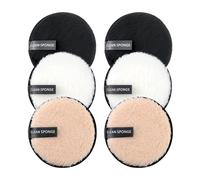 BlingKingdom 6 PCS Makeup Remover Pads Reusable Double-Sided Facial Cleansing Puffs Round Make Up Remover Pads for All Skin Types - 3 Colors