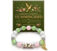 BlingNook 2026 Limited Edition Hummingbird Blessing Bracelet, Birds Bracelet Pink Purple Multicolor Beads Elastic Stretch Design Blessed Bracelets for Women Elastic Stone Beaded Jewelry, One Size