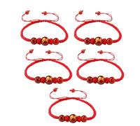 BlingNook 2026 New Year of Horse Chinese Rope Beaded Bracelets, Red String Bracelet Good Luck Adjustable Chinese Zodiac Animal Handwoven Braided Corded Jewelry Gifts for Women Men, One Size, Nylon, no