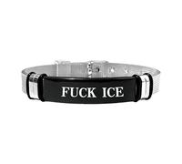 BlingNook Abolish ICE Bracelet for Women Man, Justice No Human Is Illegal Protect Pmmigrants Freedom Activist Gift Jewelry, One Size, Stainless Steel, no gemstone
