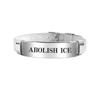 BlingNook Abolish ICE Bracelet for Women Man, Justice No Human Is Illegal Protect Pmmigrants Freedom Activist Gift Jewelry, One Size, Stainless Steel, no gemstone