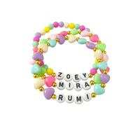 BlingNook Anime Bracelet for Women Rumi Zoey Mira, 3 Pcs Set Colorful Heart Beaded Inspired Friendship BFF Fans Merch Bracelets Cosplay Jewelry Gift, One Size, Mixed Metal, no gemstone