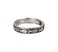 BlingNook Anxiety Rings For Women, Rotatable Fidget Relief Silver Adjustable Retro Fish Shaped Copper Thumb Ring Vintage Trendy Fortunate Stackable Birthday Party Jewelry Gift, Copper, No Gemstone