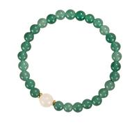 BlingNook Beaded Bracelets For Women, Trendy Cute Chalcedony Hand Chain Good Luck Wealth Two Tone Stackable Couples Jewelry Friendship Gift, One Size, Chalcedony, no gemstone