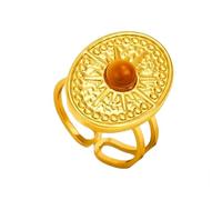 BlingNook Chunky Gold Rings For Women Man, Trendy Sun Flower Boho Stainless Steel Ring Stackable Statement Non Tarnish Bohemia Floral Charm Wedding Adjustable Open Jewelry Wife Gift, Stainless Steel
