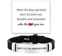 BlingNook Dont Let The Hard Days Win Bracelet For Women Man, With Gift Card Wrap Motivational Tube Stainless Steel Adjustable Buckle Hypoallergenic Inspirational To My Daughter Best Friend Jewelry, M