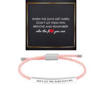 BlingNook Dont Let The Hard Days Win Bracelet for Women, Motivational Stainless Steel Tube Handmade Adjustable Bradied Bracelets Gift Card Wrap To My Daughter Son Best Friend Man Jewelry, One Size